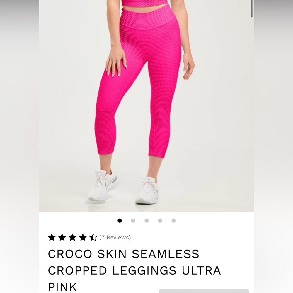 CROCO SKIN SEAMLESS CROPPED LEGGINGS ULTRA PINK